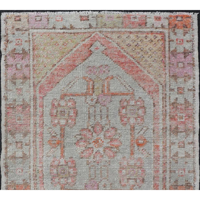Turkish Oushak Vintage Carpet in Light Orange, Light Blue and Multi Colors. Keivan Woven Arts / rug/EN-15138, Keivan Woven...