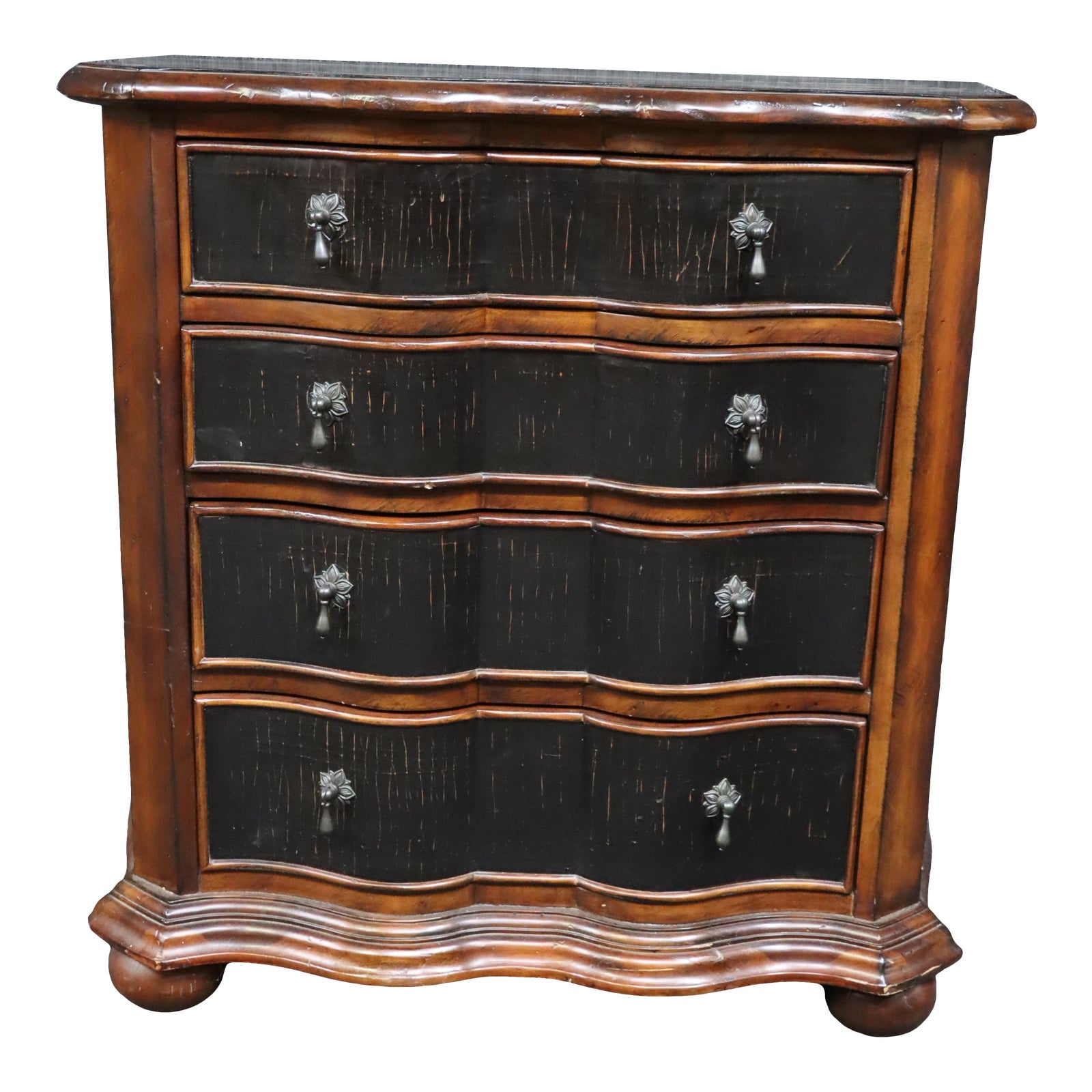 Ethan Allen Serpentine Cherry & Lacquered Chest Chairish