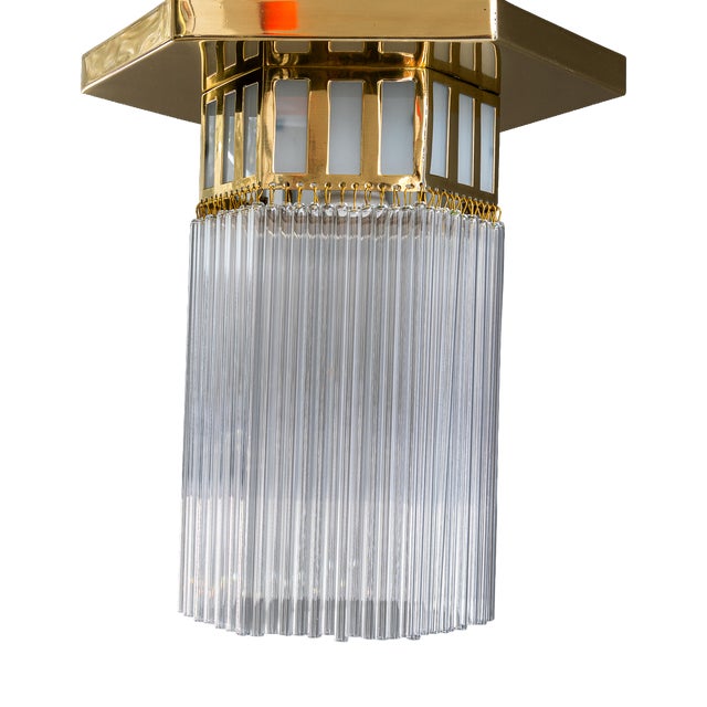 Art Deco Ceiling Lamp in Opal Glass with Glass Sticks, Vienna, Austria, 1920s For Sale