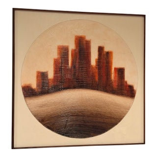 1970s Mid-Century Modern Oil Painting by Seattle Artist "Russell" Large Painting For Sale