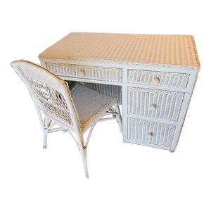 Wicker Desk & Chair, Vintage