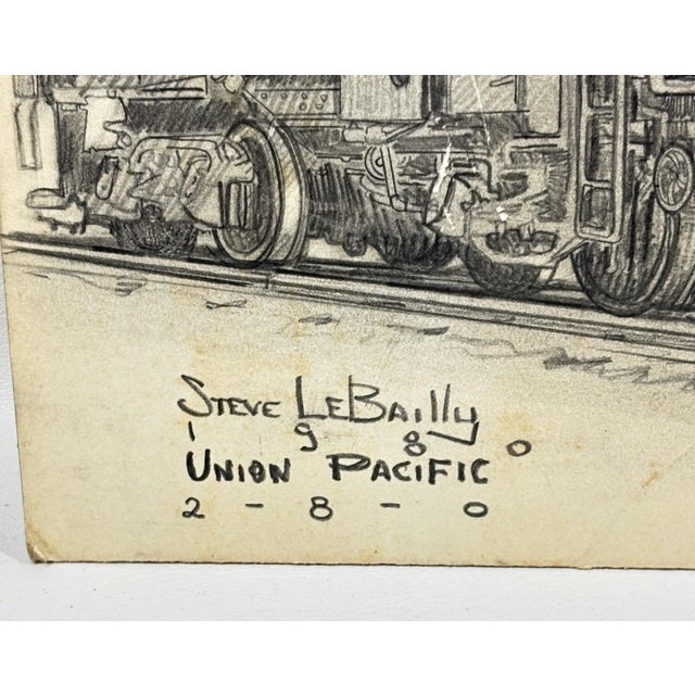 1980 Steve Le Bailly Original Graphite Illustration of Union Pacific #490 A finely detailed technical graphite drawing by...