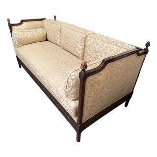 Antique Neoclassical Carved Italian Walnut Down Filled Daybed Sofa Settee For Sale