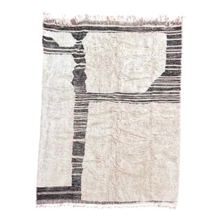 Black and White Moroccan Rug, Authentic Moroccan Rug, Berber Carpet, Genuine Wool Rug, Handmade Rug, Beni Ourain For Sale