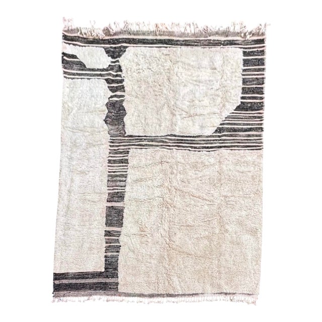 Black and White Moroccan Rug, Authentic Moroccan Rug, Berber Carpet, Genuine Wool Rug, Handmade Rug, Beni Ourain For Sale