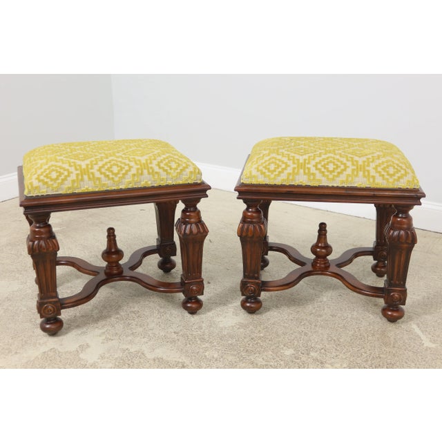 Pair Modern Print Upholstered Continental Stools For Sale - Image 9 of 9