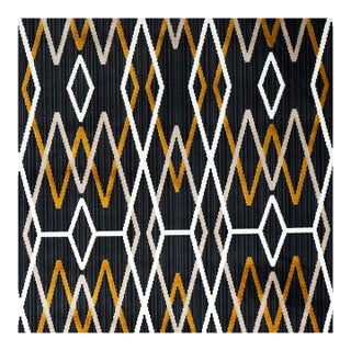 Schumacher X Neisha Crosland Kyoto Trellis Fabric in Soot For Sale