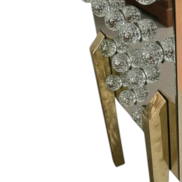 Handcrafted Brass and Mirror Sideboard with 120 Murano Spheres from Justfurnituress SRL For Sale - Image 6 of 11