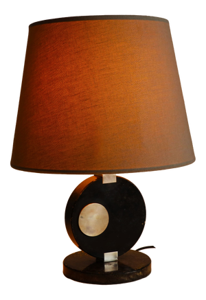 Black Marble and Silver Table Lamp, 1970s