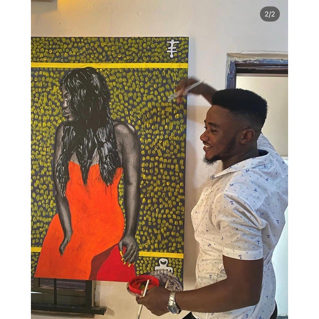 Figurative Guardians of the Sanctuary, 21st Century, Contemporary Figurative Portrait, African Woman, 2020, Acrylic, Charcoal and Oil on Canvas For Sale - Image 3 of 3
