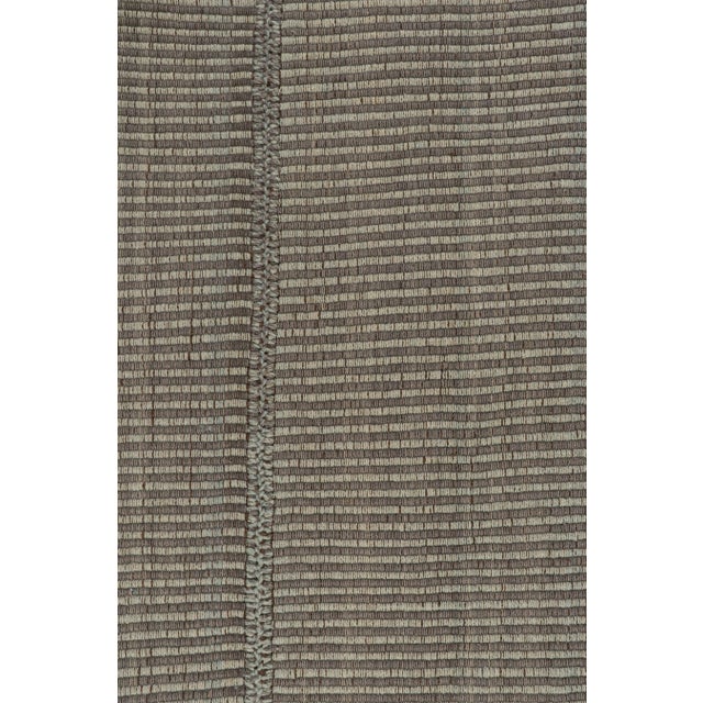 2010s Rug & Kilim’s Contemporary Kilim Rug in Gray and Blue Stripes With Brown Accents For Sale In New York - Image 6 of 8