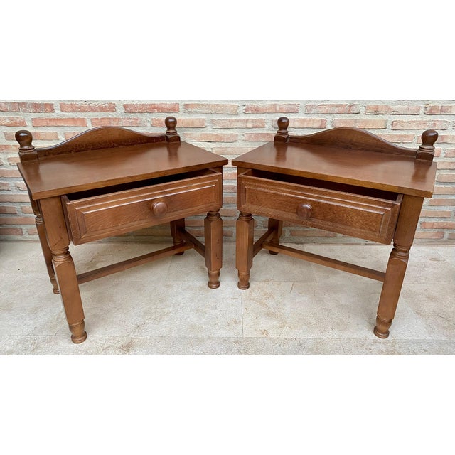 20th Century French Nightstands with One Drawer, 1950s, Set of 2 For Sale - Image 4 of 18