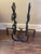 Pair of Vintage Wrought Iron Fleur-De-Lis Fireplace Andirons For Sale - Image 4 of 5