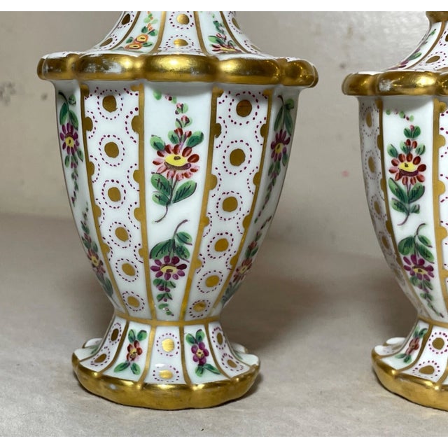Pair 2 Antique Handmade Painted Meissen Porcelain Scent Perfume Bottles Jars For Sale In New York - Image 6 of 9