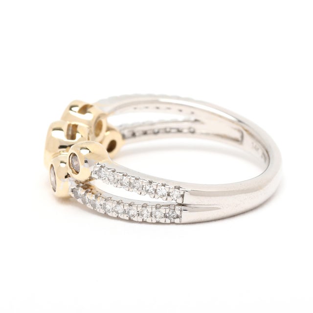 Early 21st Century 0.35ctw Diamond Cluster Bubble Band Ring, 14k Yellow & White Gold, Ring Size 5 For Sale - Image 5 of 6