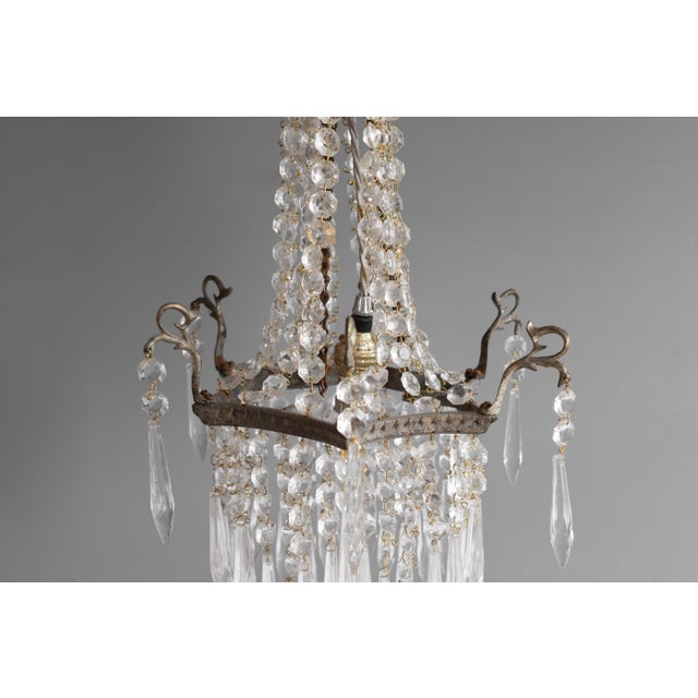 1900 - 1909 Small Antique Chandelier in Glass, 1900 For Sale - Image 5 of 7