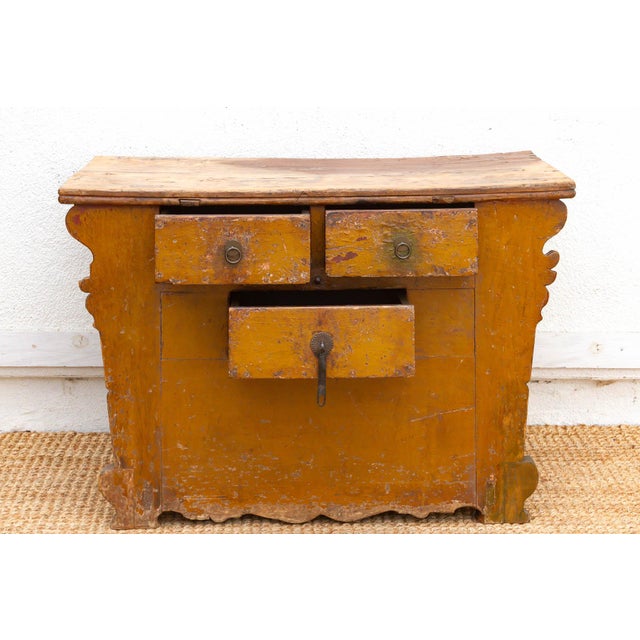 Large Vibrant Yellow 19th Century Money Chest For Sale - Image 11 of 14