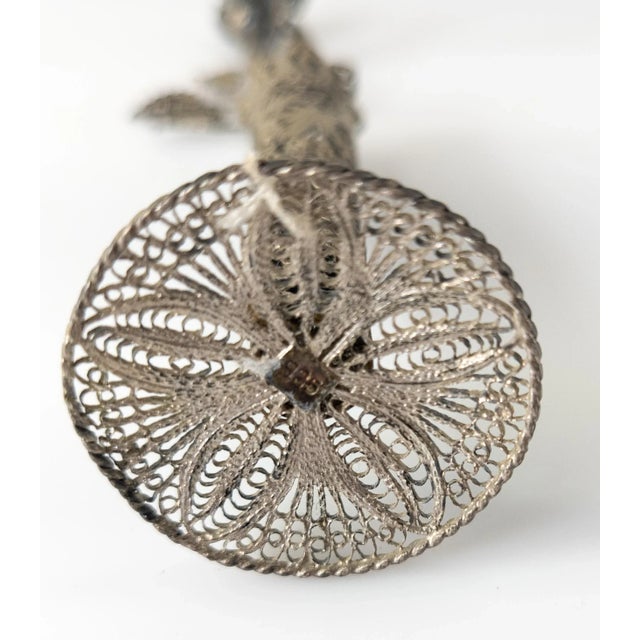 Early 20th Century Sterling Silver 925 Filigree Flower Vase With Rose For Sale - Image 9 of 10