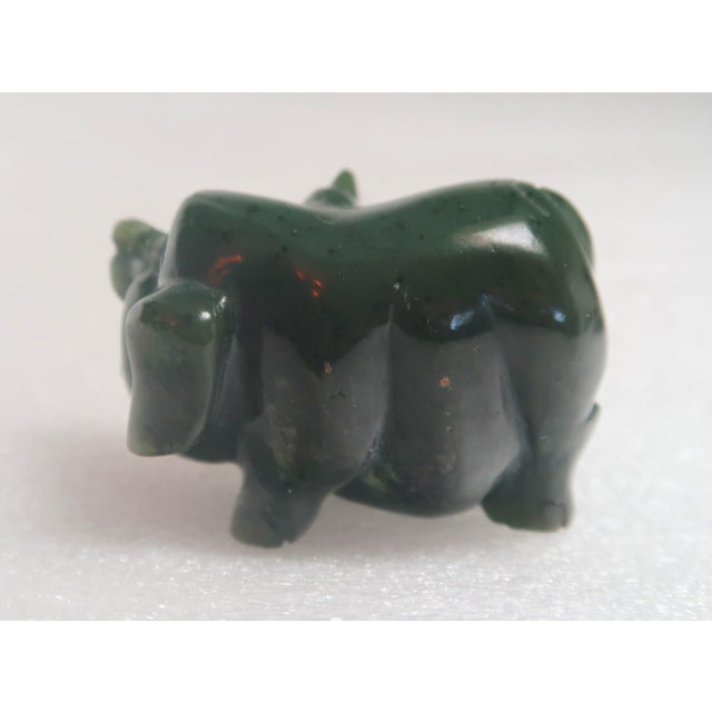 Gemstone Late 20th Century Miniature Hand-Carved Piglet of Nephrite Jade For Sale - Image 7 of 18