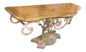 Wrought Iron & Wood Console Table