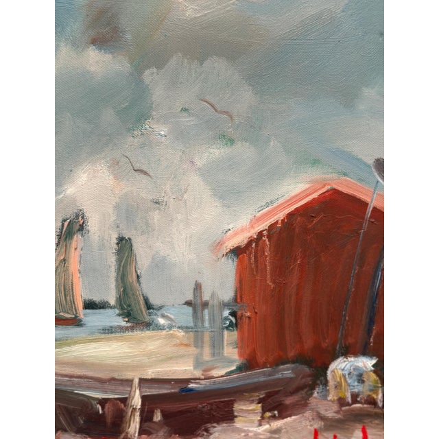 Eric Lo, Coastal Village, 1960s, Oil Painting on Canvas, Framed For Sale - Image 17 of 18