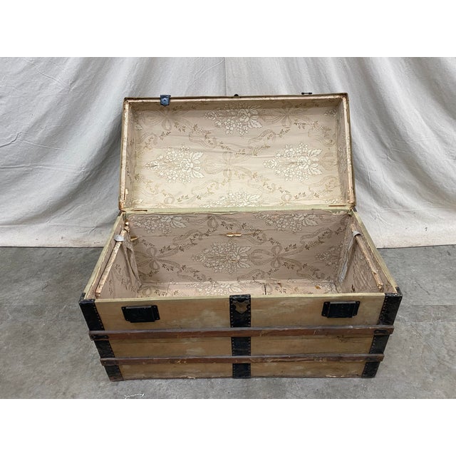 Italian Antique Travel Trunk With Stickers For Sale - Image 4 of 13