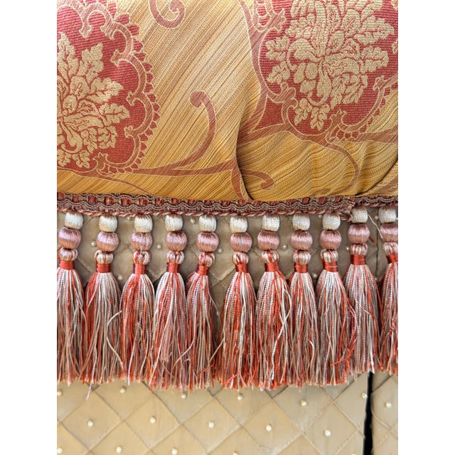 2010s Custom Silk Upholstered Ottoman on Casters For Sale - Image 5 of 7