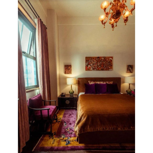 Vintage Occasional Chair: Ebonized Wood W/New Upholstery. Savonarola Style, on Castors, Textile: Performance Magenta Corduroy Velvet. For Sale - Image 4 of 11