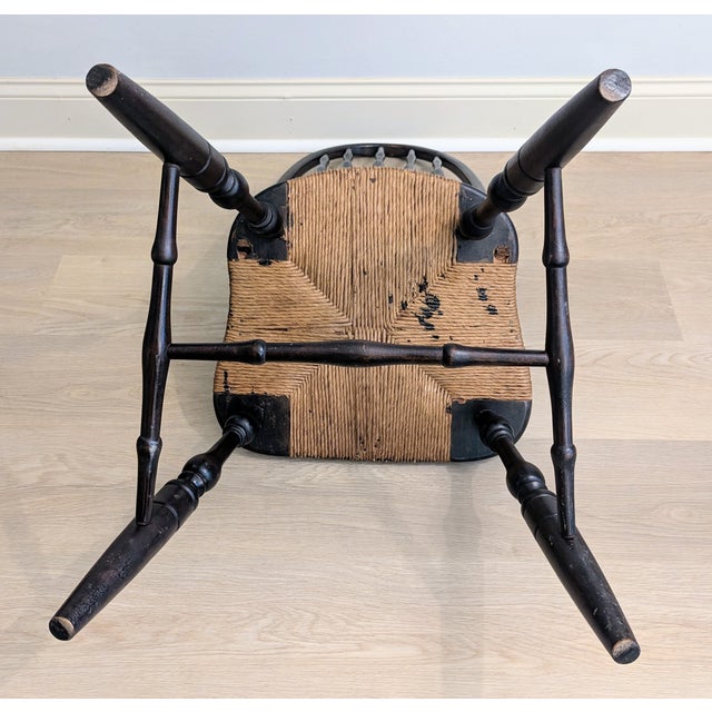 Brown Antique Bow Back Windsor Chair in John Wanamaker Style For Sale - Image 8 of 11