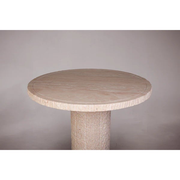 Contemporary Bord D'éclat Travertine Round Dining Table 59" For Sale - Image 3 of 5