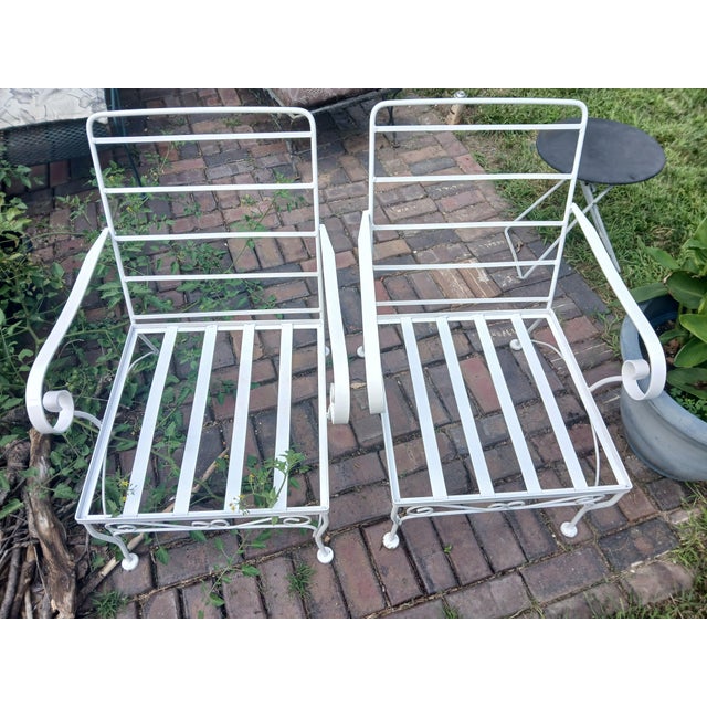Vintage Wrought Iron Patio Lounge Chairs, a Pair For Sale - Image 6 of 11