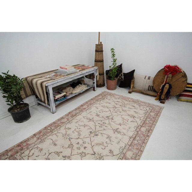 Vintage Turkish Oushak Rug-3′9″ × 6′7″ For Sale In Los Angeles - Image 6 of 7