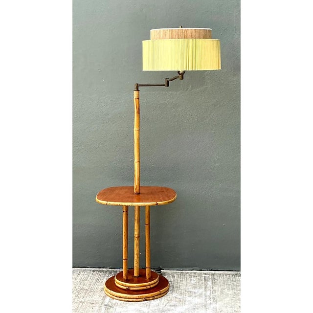 Vintage MCM Bamboo Floor Lamp With Integrated Table For Sale - Image 13 of 13