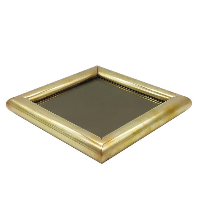 Square Brass and Mirror Pocket Emptyer, Italy, 1970s For Sale - Image 3 of 9