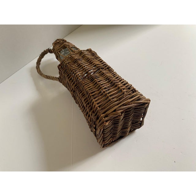Vintage French Country Wicker-Wrapped Square Bottle For Sale - Image 9 of 12