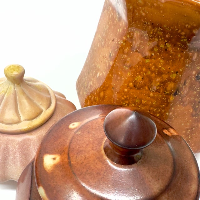 Hand-Made Faceted Earthenware Container Curation - Group of 3 For Sale - Image 12 of 12