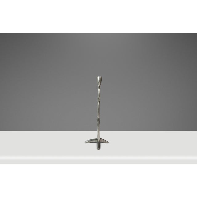 1980s Mid-Century Modern Brutalist Candlestick Holder in Solid Aluminum Attributed to Matthew Hilton, United Kingdom, C. 1980s For Sale - Image 5 of 13