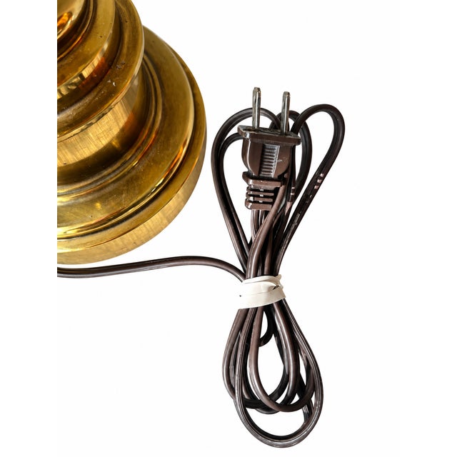 Mid 20th Century Stiffel Brass-Tone Fluted Trophy Urn Table Lamp With Pleated Shade For Sale - Image 9 of 10