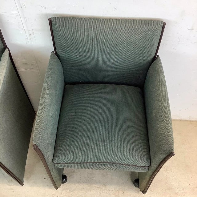 Green Pair Cassina Armchairs Attr. Mario Bellini For Sale - Image 8 of 12