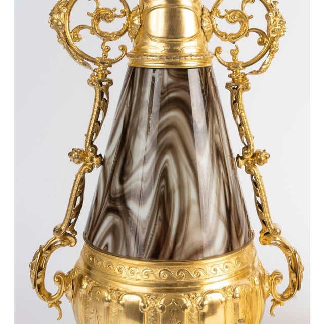Napoleon III Vases in Opaline Glass and Gilded Regule, 1800s, Set of 2 For Sale - Image 5 of 8