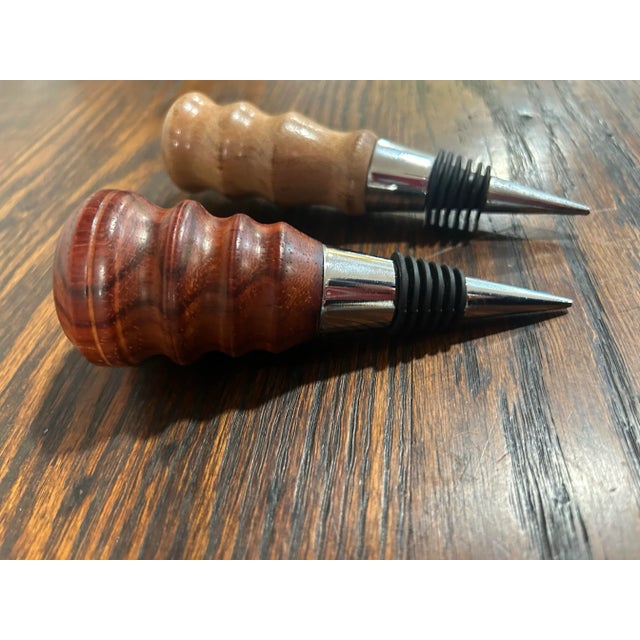 Modern 1980s Wood Turned Wine Bottle Stopper For Sale - Image 3 of 6