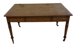 Antique Georgian Mahogany Partners Library Writing Desk with Leather Slide, 1800