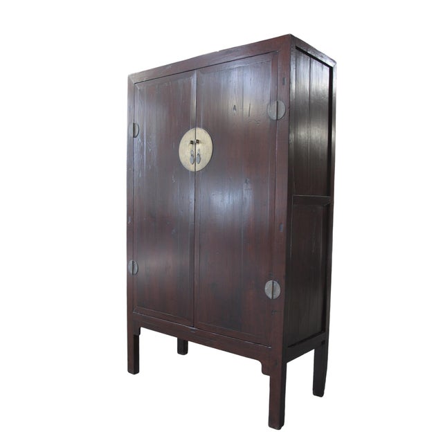 Large 87" Tall Antique Chinese Cabinet W 2 Shelves For Sale - Image 4 of 10