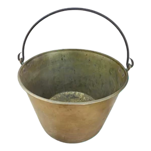 Mid-Century Large Bail Brass Handled Fireplace Bucket