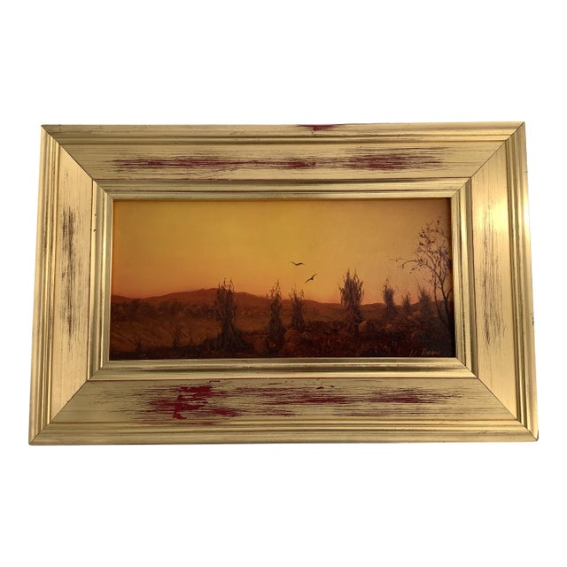 1990s Original William R. Davis Oil Painting, Landscape at Sunset, Luminous! For Sale