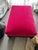 Custom Fuchsia Pink Velvet Cocktail Ottoman With Dark Wood Base & Bun Feet For Sale - Image 4 of 11