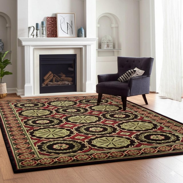 Black 9x12 Giselle Coral Traditional Floral Hand Knotted Wool Carpet Rug For Sale - Image 8 of 9