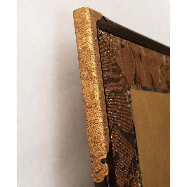 XL Shōwa Era Japanese Gold Leaf & Maki-E 6-Panel Byobu Screen For Sale - Image 10 of 12