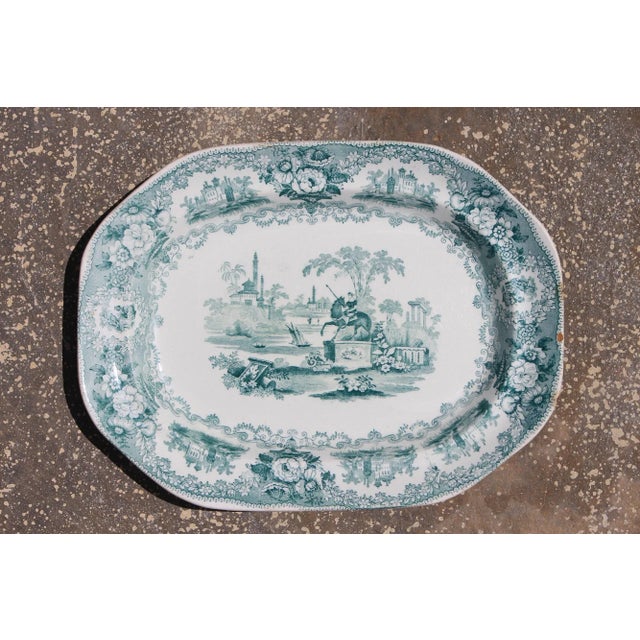 Antique "Wood & Brownfield Grecian Statue" Staffordshire Transferware Platter For Sale - Image 11 of 11