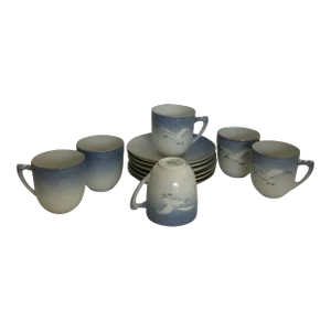 Mid 20th Century Bing & Grondahl Seagull Mocca Demitasse Cup and Saucer Set- 12 Pieces